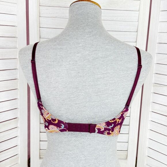 Victoria’s Secret Uplift Semi Demi Multiway Underwire Bra Maroon Paisley 34B - Picture 4 of 11